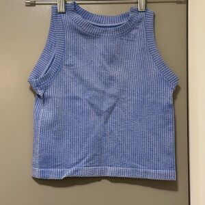 Aura Light Blue Ribbed Athletic Tank Top